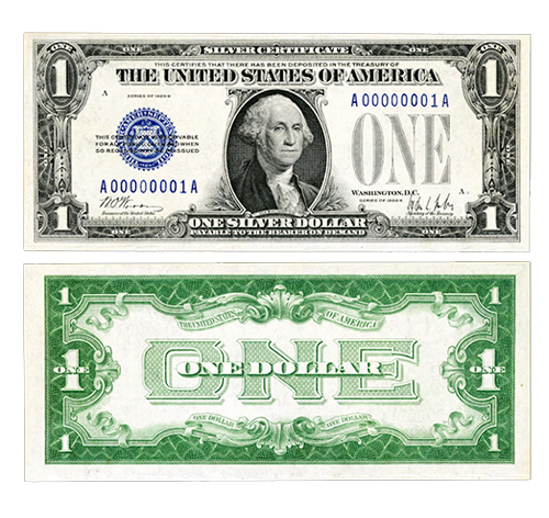 One-Dollar Note serie of 1928 Blue Seal Silver Certificate Fr.1602
