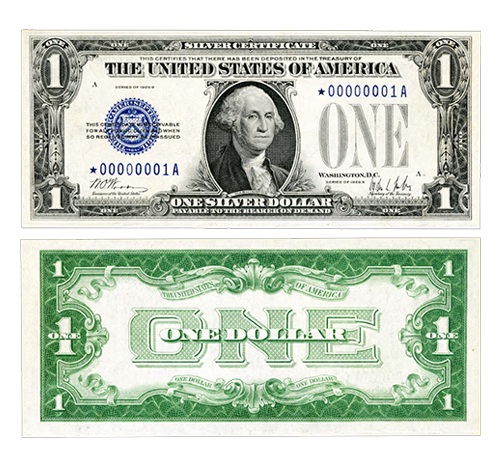 One-Dollar Note serie of 1928 Blue Seal Silver Certificate Fr.1602* STAR