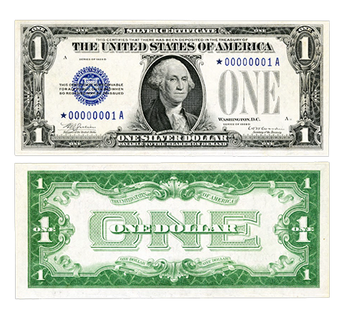 One-Dollar Note serie of 1928 Blue Seal Silver Certificate Fr.1604 STAR