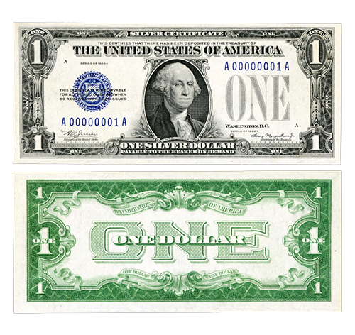 One-Dollar Note serie of 1928 Blue Seal Silver Certificate Fr.1605