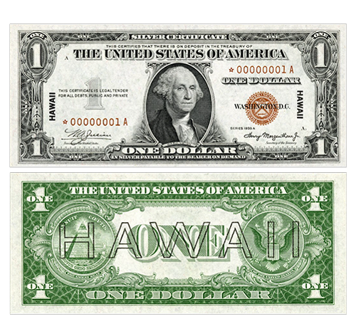 One-Dollar Note serie of 1935-A* star Brown Seal, Hawaii Silver Certificate Fr.2300*