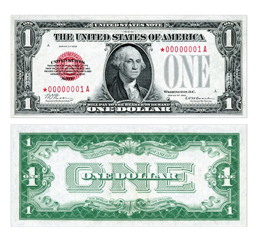 One-Dollar Note serie of 1928 Red Seal Legal Tender Fr.1500 Star