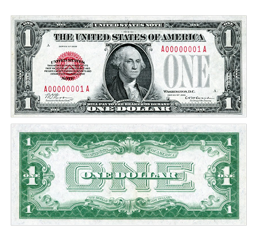 One-Dollar Note serie of 1928 Red Seal Legal Tender Fr.1500